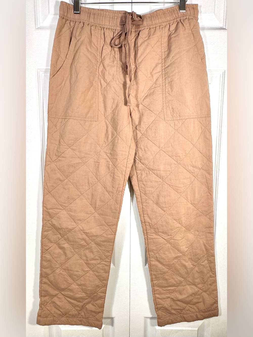 Rujuta Sheth Tan Quilted Cotton Drawstring Cozy Pants Size M